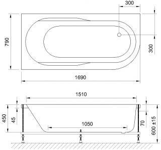 Гидромассажная ванна Royal Bath Azur Standart 170x80см левая белый RB614203ST-L